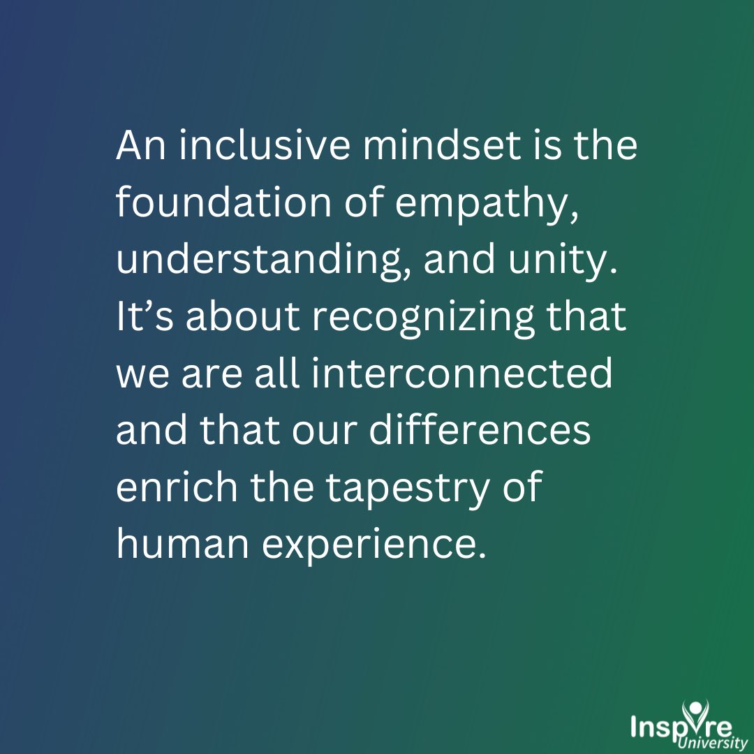 An inclusive mindset is the foundation of empathy and unity. It’s about recognizing that we are all interconnected and that our differences enrich the tapestry of human experience. #InspireU #DisabilityInclusion #DisabilityAction #InspirationalSpeaker #MotivationalSpeaker