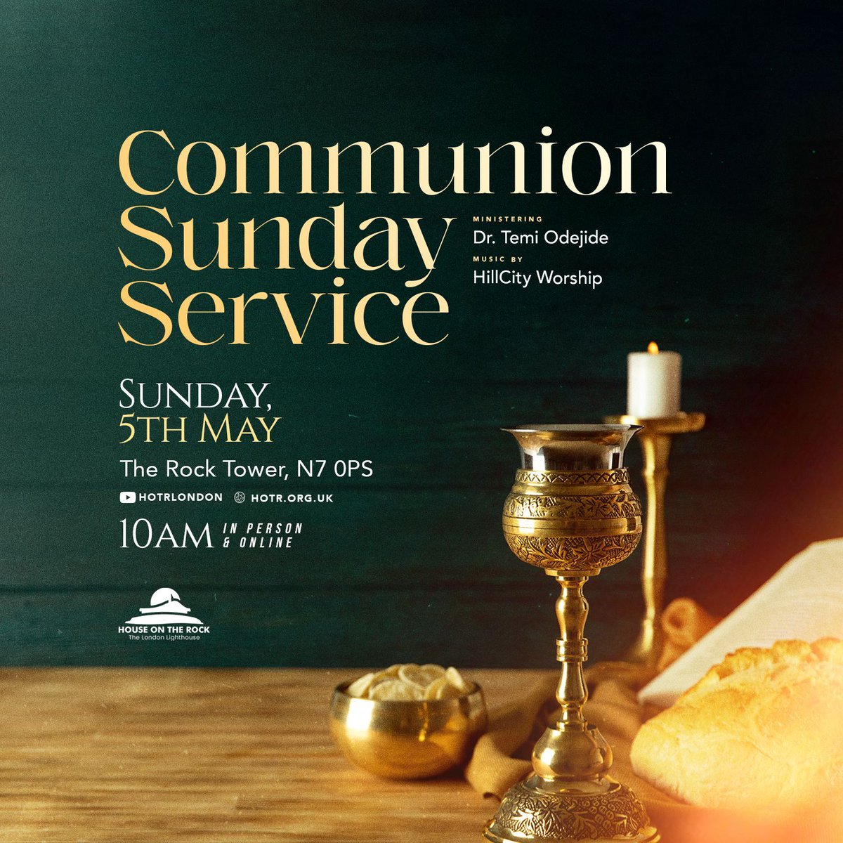 As we have stepped into May, the month of Divine Rest, let’s mark the month with Communion in remembrance of His promises to us.
See you this Sunday with your friends and loved ones!

It’s...
🗓️: Sunday 5th May

#CommunionService
#HOTRInvitesYou
#SundayService