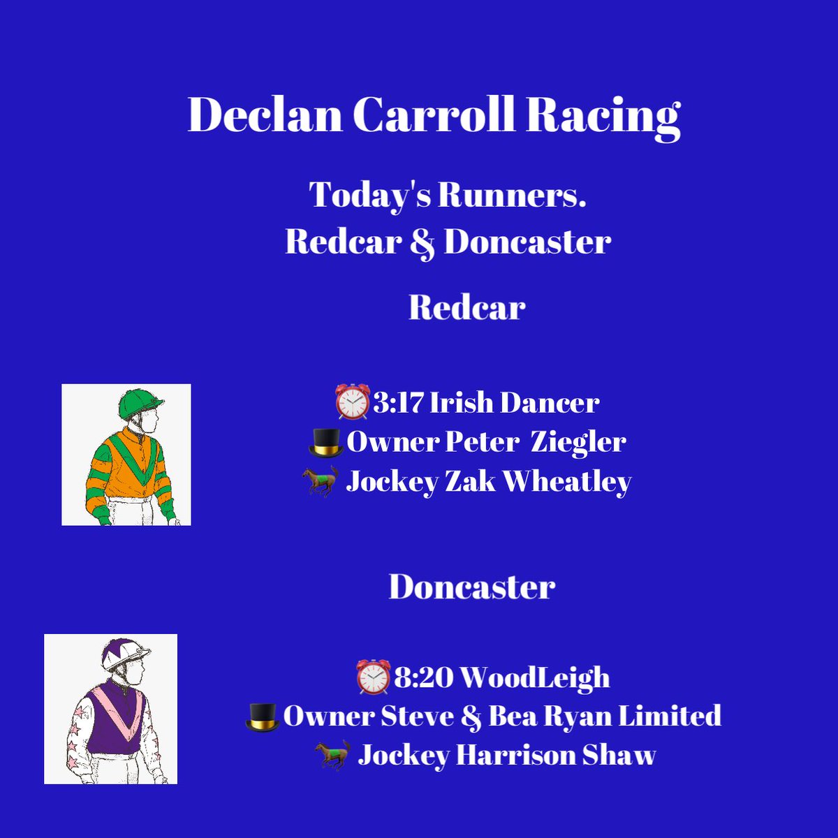 Two runners today @Redcarracing @DoncasterRaces @weeto_10 @shaw_harrison @RacingSantry @freddytylicki @YorkshireRacing