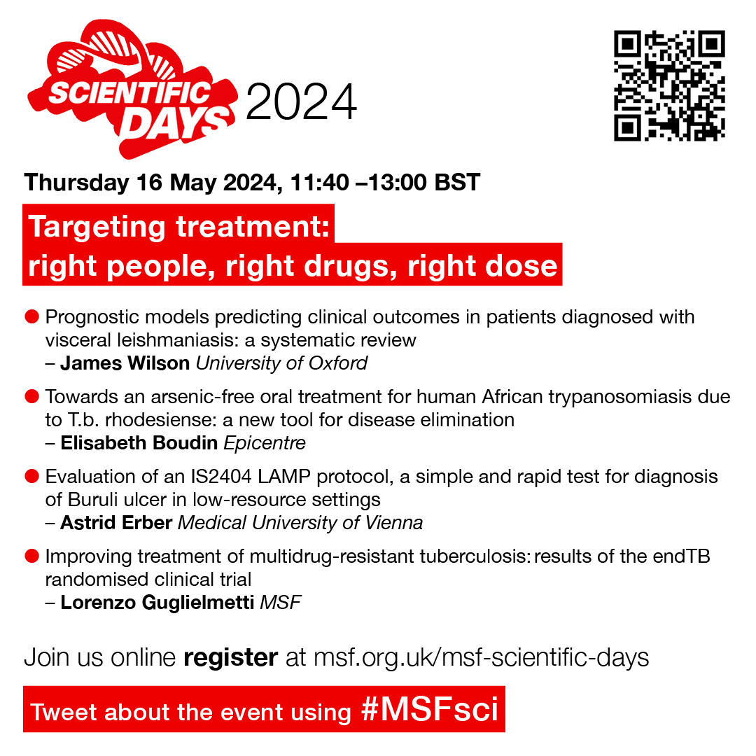 💊Efficient targeted treatment is key!💊

Learn to effectively treat & diagnose neglected diseases like #leishmaniasis, #rhodesiense, Buruli ulcer as well as multidrug-resistant #TB at #MSFSci 2024. 

Chaired by none other than Nubwa Medugu! 
#BeatNTDs

👉bit.ly/3Uh4Ytd