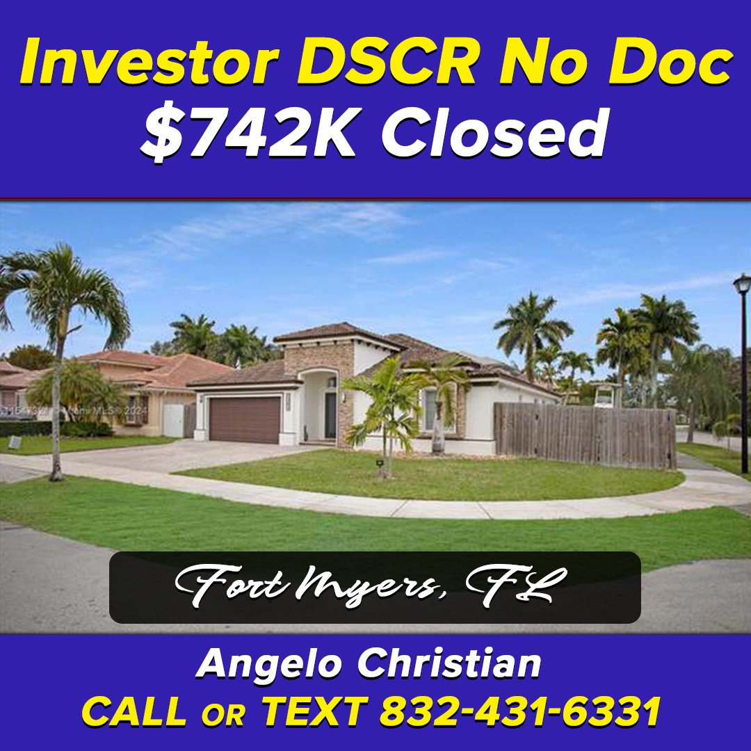 Investor DSCR No Doc Loan closed in Fort Myers, FL.

Let us help close your real estate deals.

📞 Call or Text: 832-431-6331

#angelochristian, #closedhomeloand, #floridarealestate, #homeloanoptions, #homeloandenied, #nationwidelender