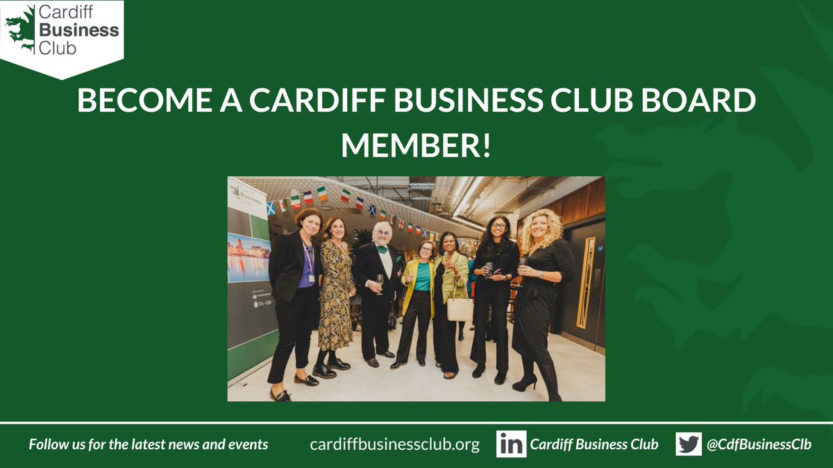 Become a #CardiffBusinessClub board member! We’re looking to welcome new Board members who bring vision, enthusiasm and an appetite to help drive the Club forward will be a key consideration. To find out more, email office@cardiffbusinessclub.org