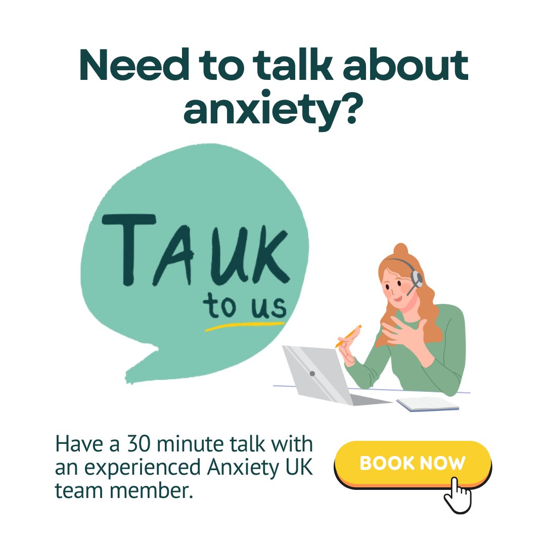 If you're living with anxiety and want help talk to one of our friendly advisors for support and reassurance on dealing with anxiety. Book your slot today: app.acuityscheduling.com/schedule.php?o… #tauktous #anxietysupport