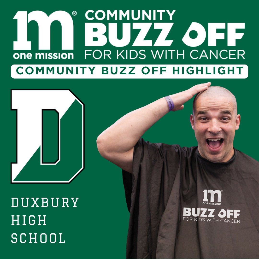 On May 6th our very own Buzzee Jared Chivers goes bald for kids fighting cancer alongside the students at Duxbury High School! 🎓☺️ 👨‍🦲
Thank you @dux_hs for your continued support of One Mission and doing #whateverittakes for these amazing kids! 💜🎗️