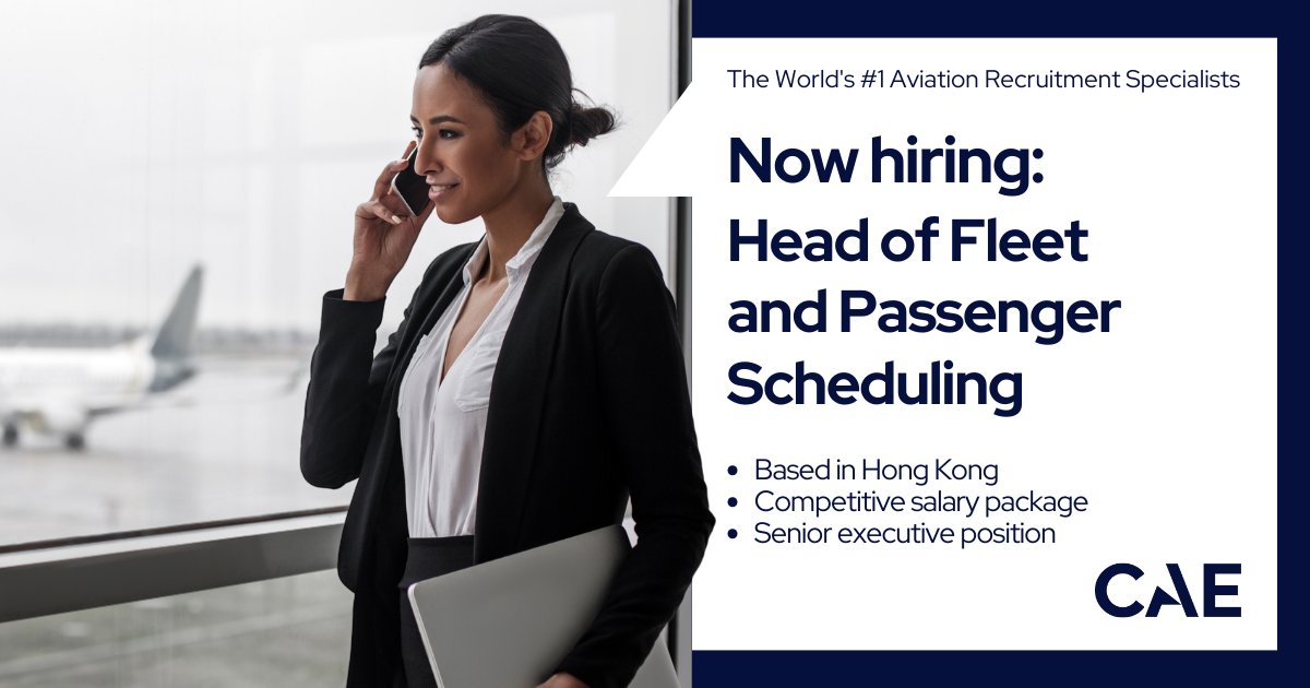 Click the link to apply: bit.ly/49HmcFO

✈️ Head of #Fleet and Passenger Scheduling
📍 Hong Kong, #China
💵 Competitive salary package

#AviationJobs #FleetManagement  #AviationCareers #HongKong