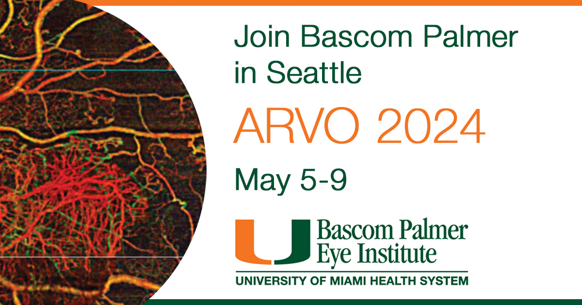 Attending #ARVO2024? Join Bascom Palmer's physicians and scientists as they showcase their expertise with over 200 presentations, including posters, papers, and lectures. Check out our full schedule here: tinyurl.com/BascomPalmerat… @ARVOinfo