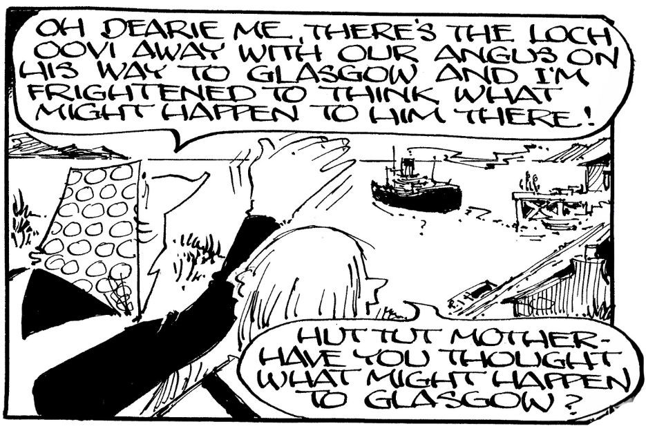 Angus Og Goes to Glasgow 🚣‍♂️ In a scene reminiscent of the famous comic strip – Angus Og, is indeed away to Glasgow! The trip is for a celebrating one of Scotland’s much loved comic strip characters & his creator. 📰 hlh.scot/3Uoz1zn @HLHArchives @UofGlasgow @uofglibrary