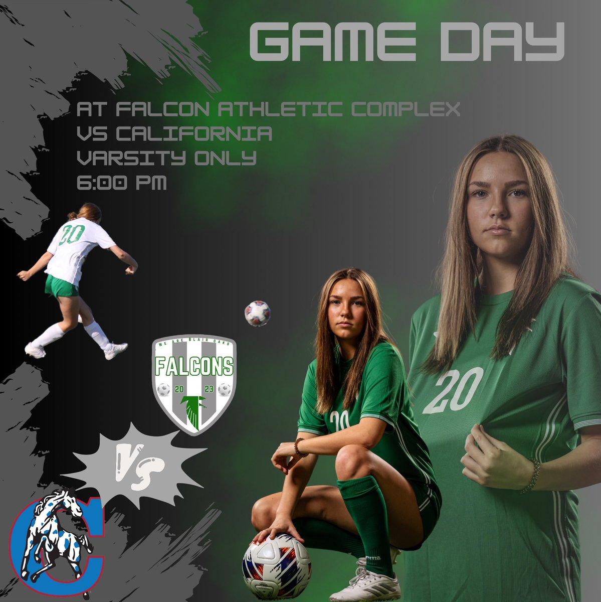 💚Game. ⚽️ Day. 🤍 ⏰ 6:00pm Kickoff Varsity only 📍 Falcon Atheltic Complex ➡️ California Lady Pintos #SoccerSquad2 #WeAreBlairOaks #MOsoccer @actionjaxon05 @ClayCrouch3 @WeAreBlairOaks @NTsports @midmosports