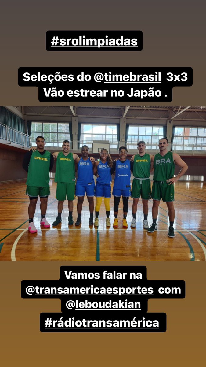 Olha só  !!!
@basquetebrasil 
@timebrasil 

Vai começar
No Japão o pré Olímpico de basquete 3x3 para homens e mulheres .
Quer saber mais ?
Vou falar isso na @tresportes em
Rede nacional .
#radiotransamerica 
#misterolympics 
#srolimpiadas