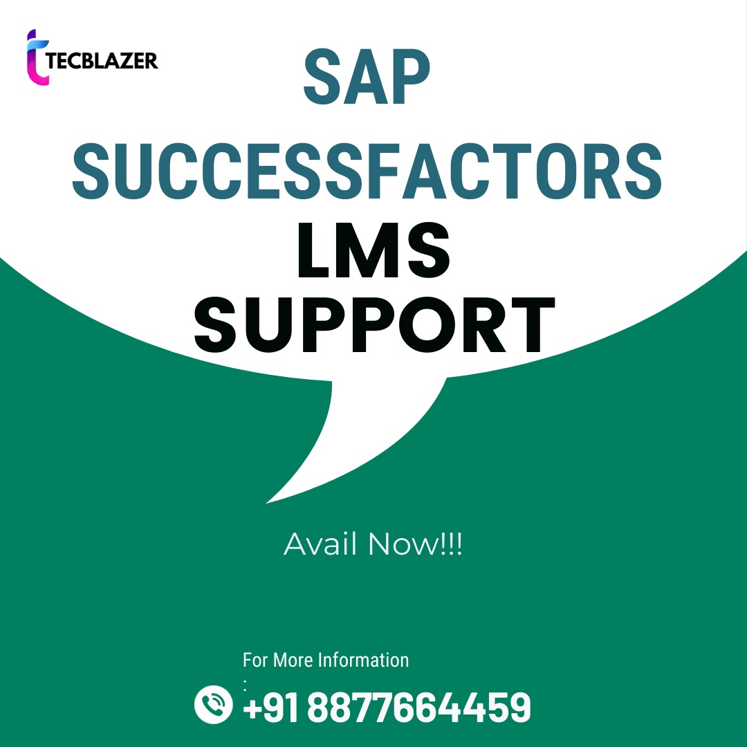 'Empower your workforce with our SAP SuccessFactors LMS training and support at Tecblazer Institute. Elevate your learning and development strategies to new heights. #Tecblazer #SuccessFactors #LearningManagement'
