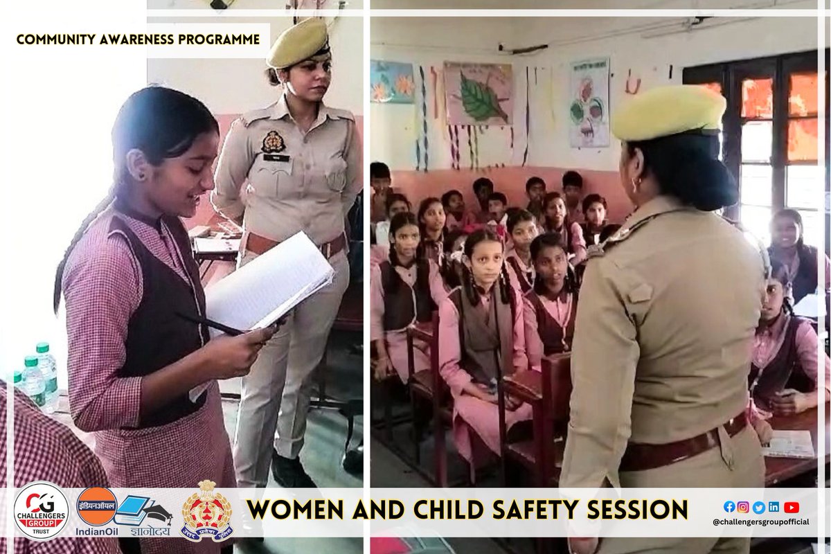 challengersgut's tweet photo. #Program3
At Purv Madhyamik Vid. Harola, community awareness thrives! Mr. Harish spreads joy with #Laughter_Yoga, Mrs. Shreya educates on #Road_Safety, and Team Mahila Suraksha shares essential #Helpline_numbers with children. Program concluded with Study Material distribution. https://t.co/RvDQPkBxNN
