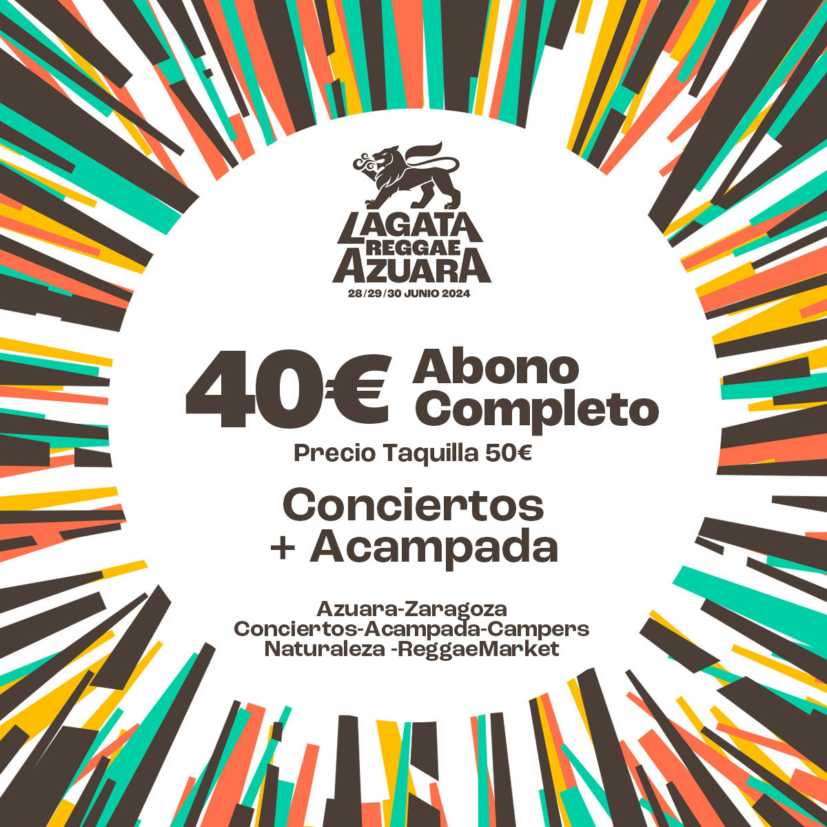 ¡Entradas de 1 día ya disponibles!
Entrada de 1 día: 25 Euros Anticipada / Taquilla 30 Euros*
Abono completo: 40 Euros Anticipada / Taquilla 50 Euros*
Disponibles: lagatareggaefestival.com/entradas
*Todas las entradas y abonos incluyen acceso a la zona de Acampada. lagatareggaefestival.com/entradas