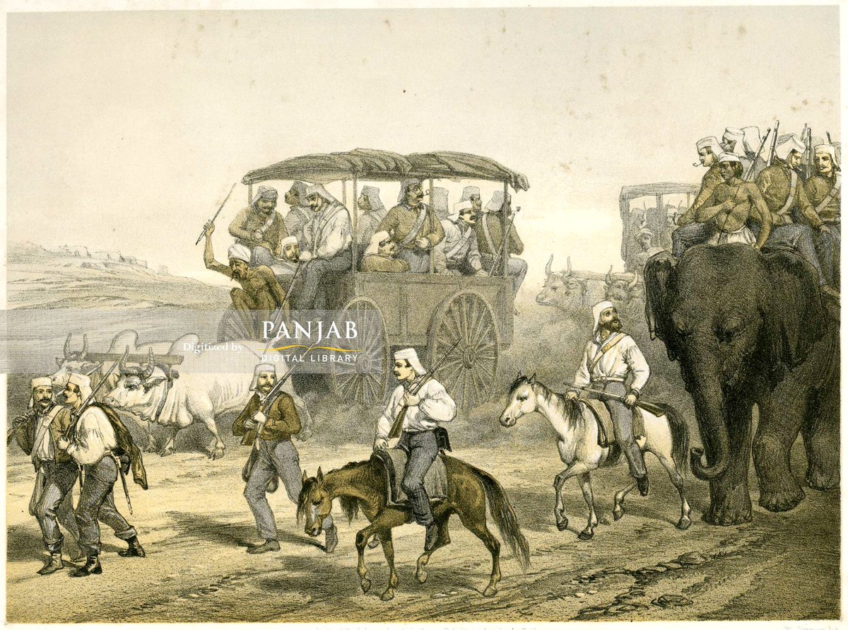 ‘Troops Hastening to Umballa’, G.F. Atkinson, 1857, illustrating the #Military operations before capture of #Delhi. The bullock cart, aka the mail cart system as shown, was introduced by Dr. Patons, the postmaster of Aligarh, for swift transportation of goods & #troops.