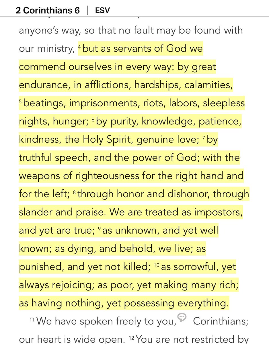 This is Apostle Paul in the SAME letter, just two chapters before. He spoke of the sufferings of his servanthood including hunger, hardships and many afflictions. He spoke of being treated as POOR yet MAKING MANY RICH. 

Did Paul go about dashing the churches money? Or influence?