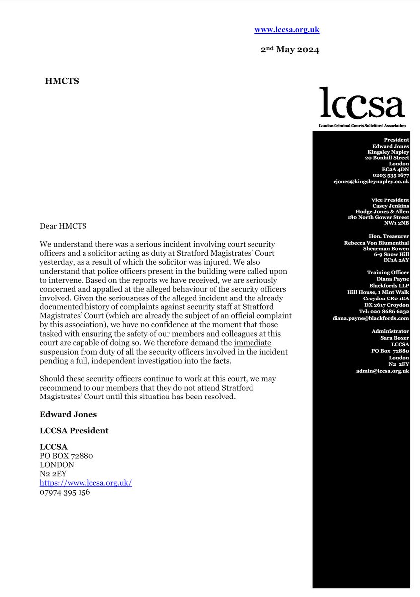 .<a href="/lccsa/">LCCSA</a> clearly furious following reports of unlawful violence against a solicitor yesterday.