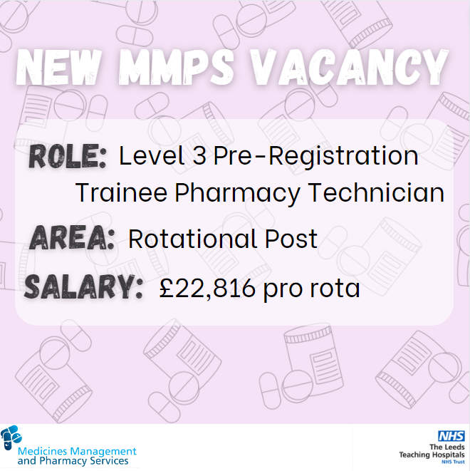 LTHPharmacy's tweet image. #PharmacyTechnicians play an essential part in the delivery of our services, and this excellent apprenticeship provides the opportunity to learn everything about this pivotal role and more! 💊

Please see the link for more information and to apply: forms.monday.com/forms/f38e185a….

#MMPS