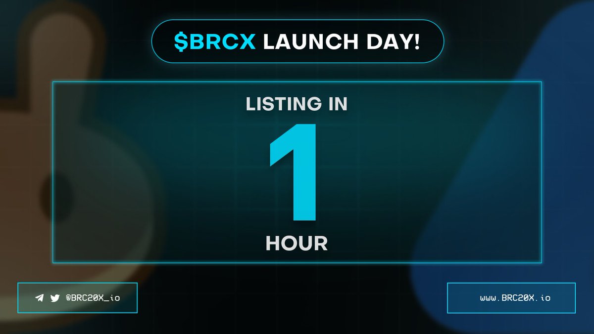 🚀 Exciting news! Only 1 HOUR left until $BRCX goes live on #MEXC and #PancakeSwap! 🎉 Get ready to be part of the action and join us on this incredible journey.! 🔥 🦾 MEXC listing: 12:00 UTC 🥞 PancakeSwap listing: 12:10 UTC CA: 0x77491cDcbB8320FEEabf21BAC19A00e2e3143708