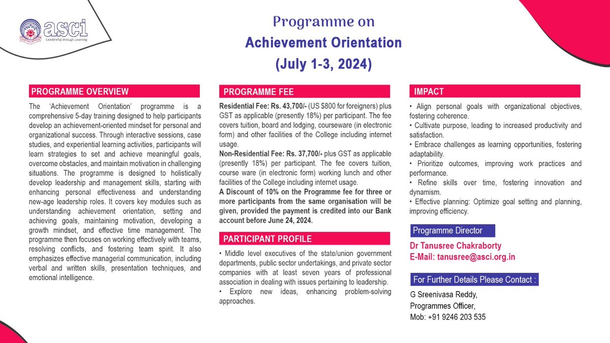 Discover the power of achievement with the Administrative Staff College of India's comprehensive program on achievement orientation. Elevate your professional capabilities and cultivate a mindset geared towards success. Register Now!