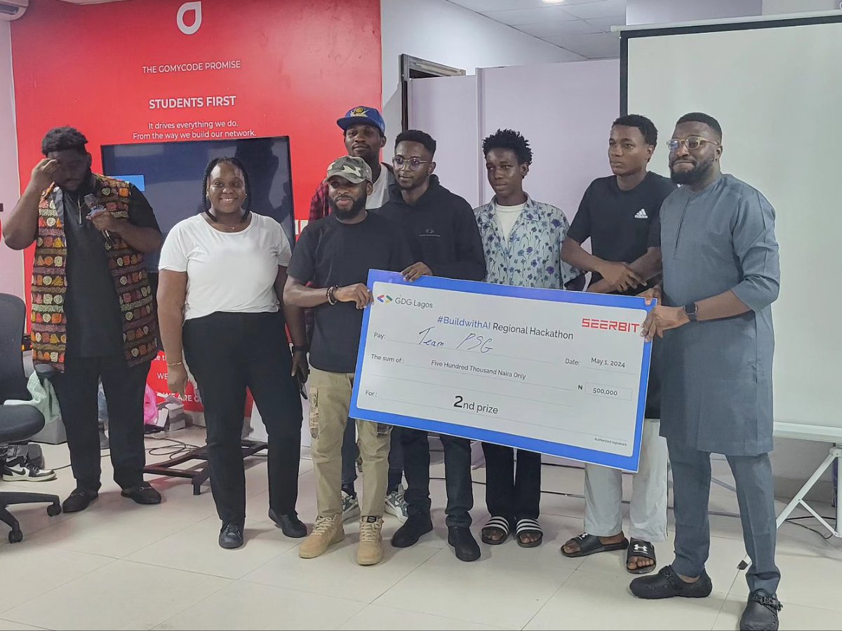 It's a wrap on the #BuildWithAI regional hackathon in collaboration with @gdglagos and @GomycodeN 🎊 All the teams got the chance to demo their products to the judges, and after careful deliberation, the winners we're picked. Congratulations to the winning teams 🎉
