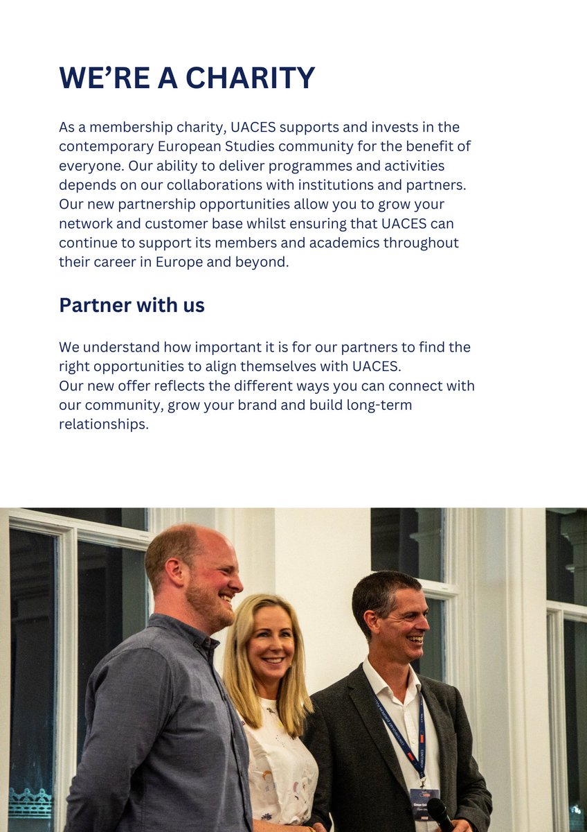 UACES is happy to introduce our #PartnershipBrochure, offering authentic sponsorship opportunities! Grow your network, share your expertise, align your brand and build long-term relationships 🤝 To view the full offering, email our Events & Membership Manager at admin@uaces.org