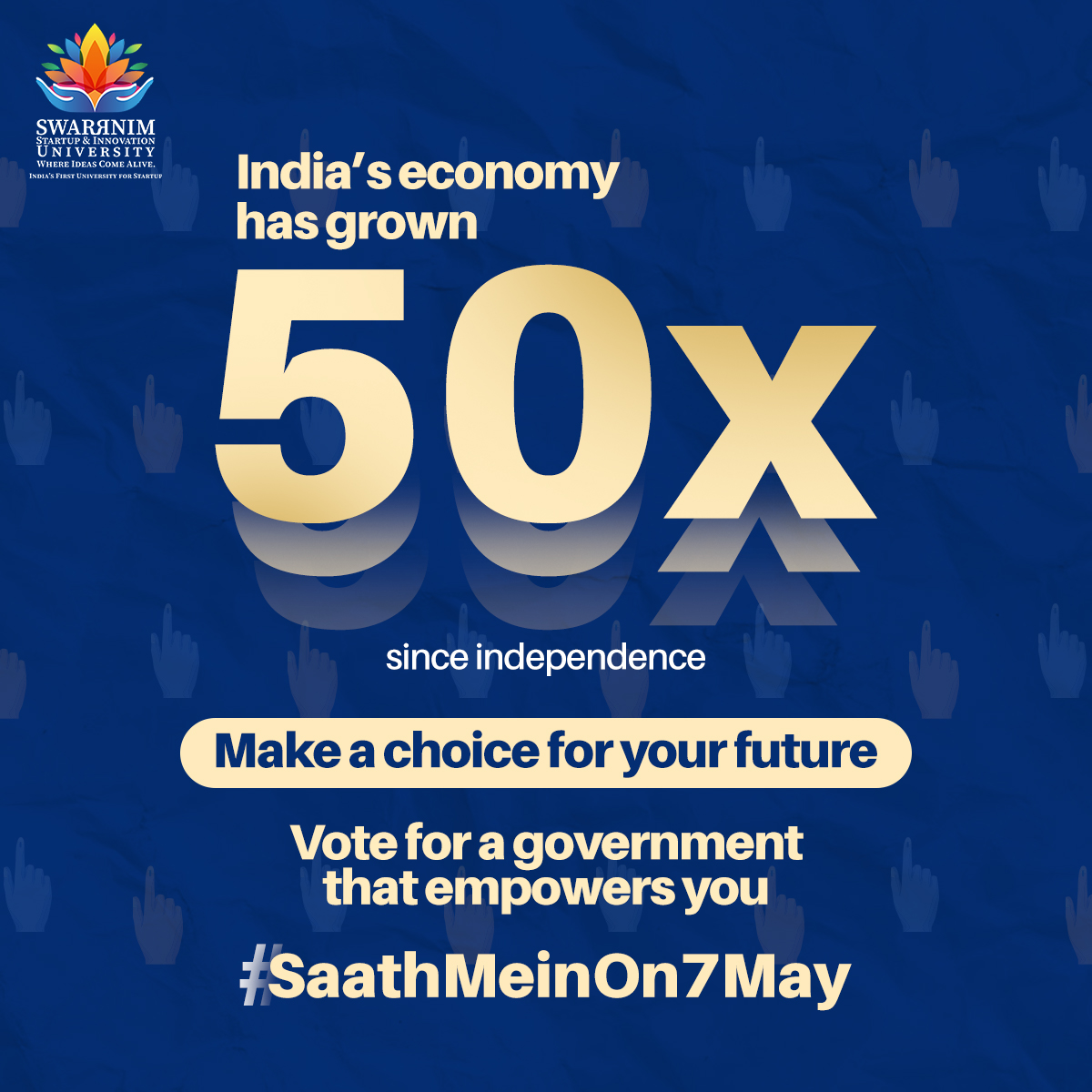 We have come so far because we chose growth, every time. This time, it's up to you to choose the ones that work toward it. It's almost time to make a choice, it's almost time to vote #SaathMeinOn7May.

#VoteForYourFuture #SwarrnimVotes #YouthPower2024 #ChooseYourIndia