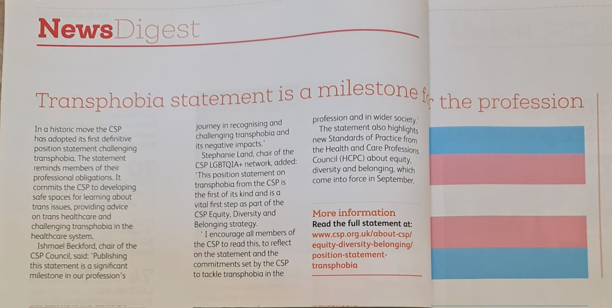 Frontline announces the recent @thecsp Statement against transphobia in physio and healthcare. We are celebrating our profession, which is taking a leadership step in protecting trans clinicians, support staff and patients from transphobia 👏🏿👏🏾👏🏼👏🏻 #queerphysio