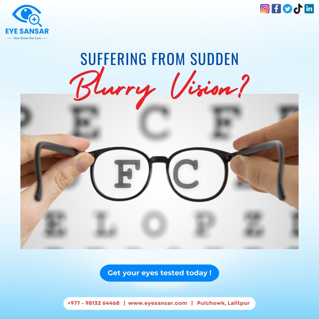 Blurry vision? Don't wait, schedule your appointment at @eye__sansar today.

For more Info-
981-3264468
eyesansarofficial@gmail.com
eyesansar.com

#eyesansar #blurryeyes #blurryvision #eyecheckup #eyetest #eyesight #visioncare #eyeprotection #lalitpur #kathmandu #nepal