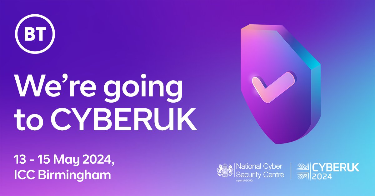 We’re really looking forward to attending this year's #CYBERUK, the government's flagship cyber security event hosted by the @NCSC 🔐 Will you be attending this year? If you are, we look forward to seeing you there🤝 #BTMeansBusiness #CYBERUK24 #DigitalTechnology #CyberSecurity