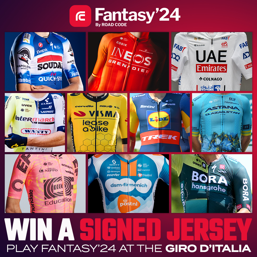 Pick your ultimate Giro d'Italia team 🤩 Play Fantasy’24 for free at the Giro d’Italia for your chance to win a team jersey of your choice, signed by a rider of your choice* ✍️ 🔮 Create your squad now: goto.roadcode.cc/xfan24 *Terms & conditions apply _________ 🇮🇹 #Giro