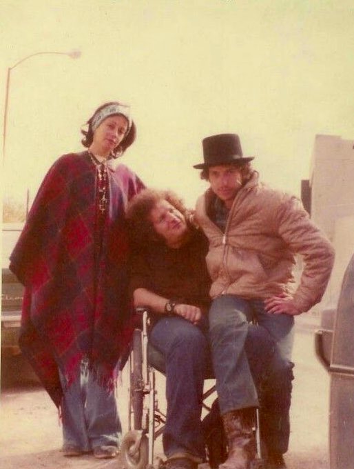 Bob Dylan poses with his wife Sara and friend Larry Keegan, probably Mexico, 1973. #BobDylan #Dylan