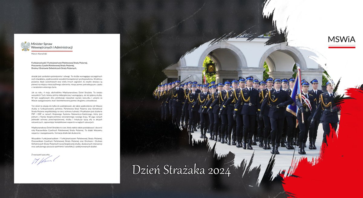 🇵🇱👨‍🚒 Życzenia Ministra <a href="/MSWiA_GOV_PL/">MSWiA 🇵🇱</a> z okazji Dnia Strażaka 📜 strazpozarna.ink/MSWiA_Życz_DS