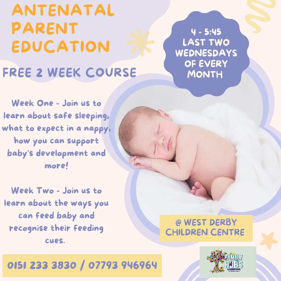 Our next antenatal course starts 22nd & 29th May @ West Derby Children Centre. If you would like to come along call 0151 233 6202. #antenatal #familyhubs #childrencentre