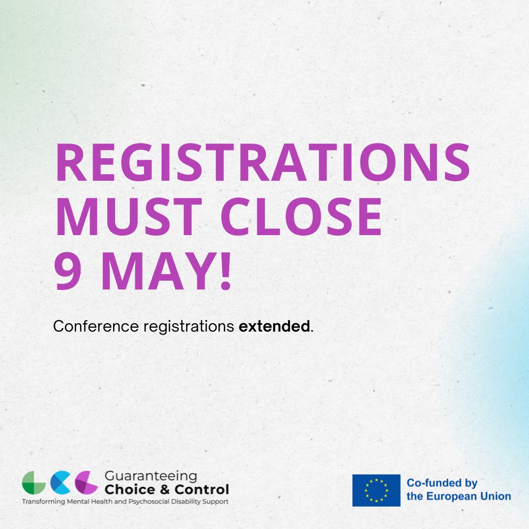 Good News! 🎉 Registration deadline extended for our Bratislava conference on #MentalHealth and #PsychosocialSupport. You now have until 9 May to register. Don't miss out on our panels, workshops, and Innovation Awards! Register: easpdconference.eu/registration #ChoiceAndControl