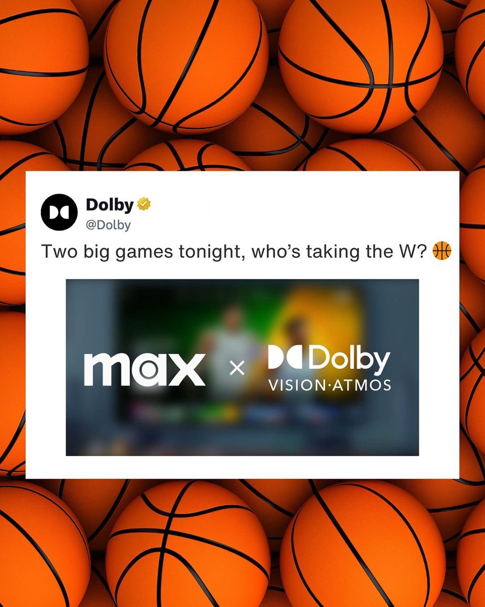 The chase for the championship never looked or sounded this good. Catch every second of playoffs action in crystal-clear #DolbyVision and heart-pounding #DolbyAtmos sound with @SportsonMax . Link in the @Dolby bio for courtside seats at home. 🔗

#gotime #dolby #dolbyatmos