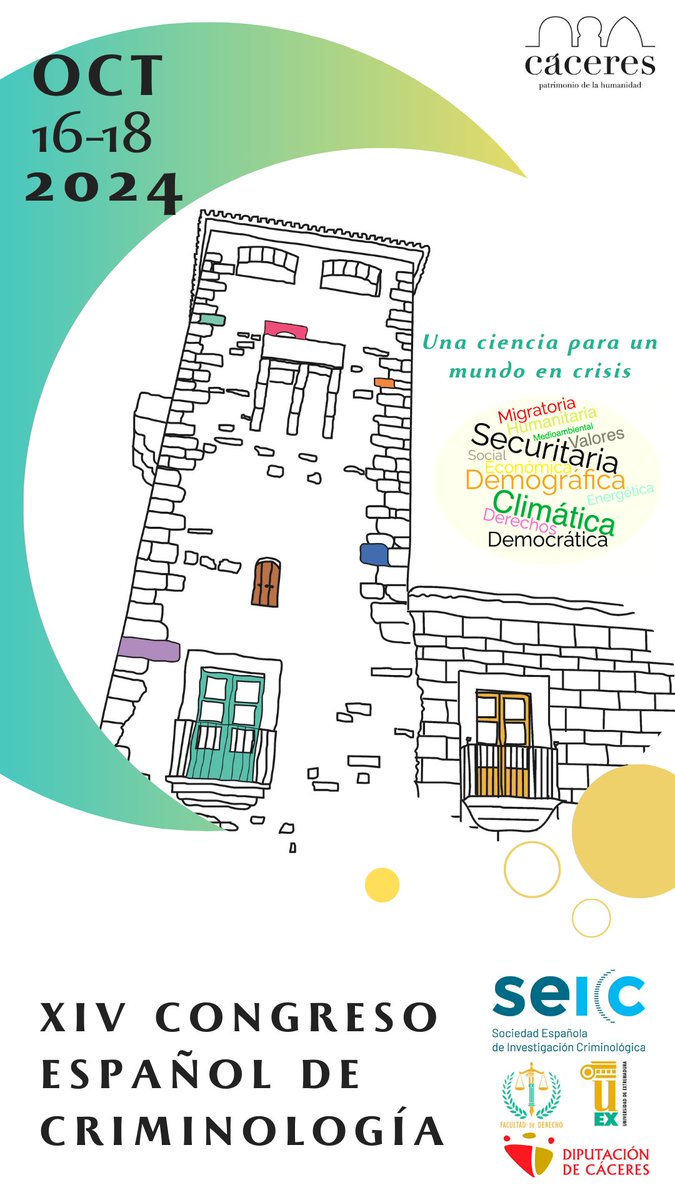 🚨Ya está disponible la página web del XIV Congreso Español de Criminología, 'Una ciencia para un mundo en crisis' que se celebrará en Cáceres, 16-18 de octubre de 2024. Toda la información disponible aquí criminologia.net/xiv-congreso-e…