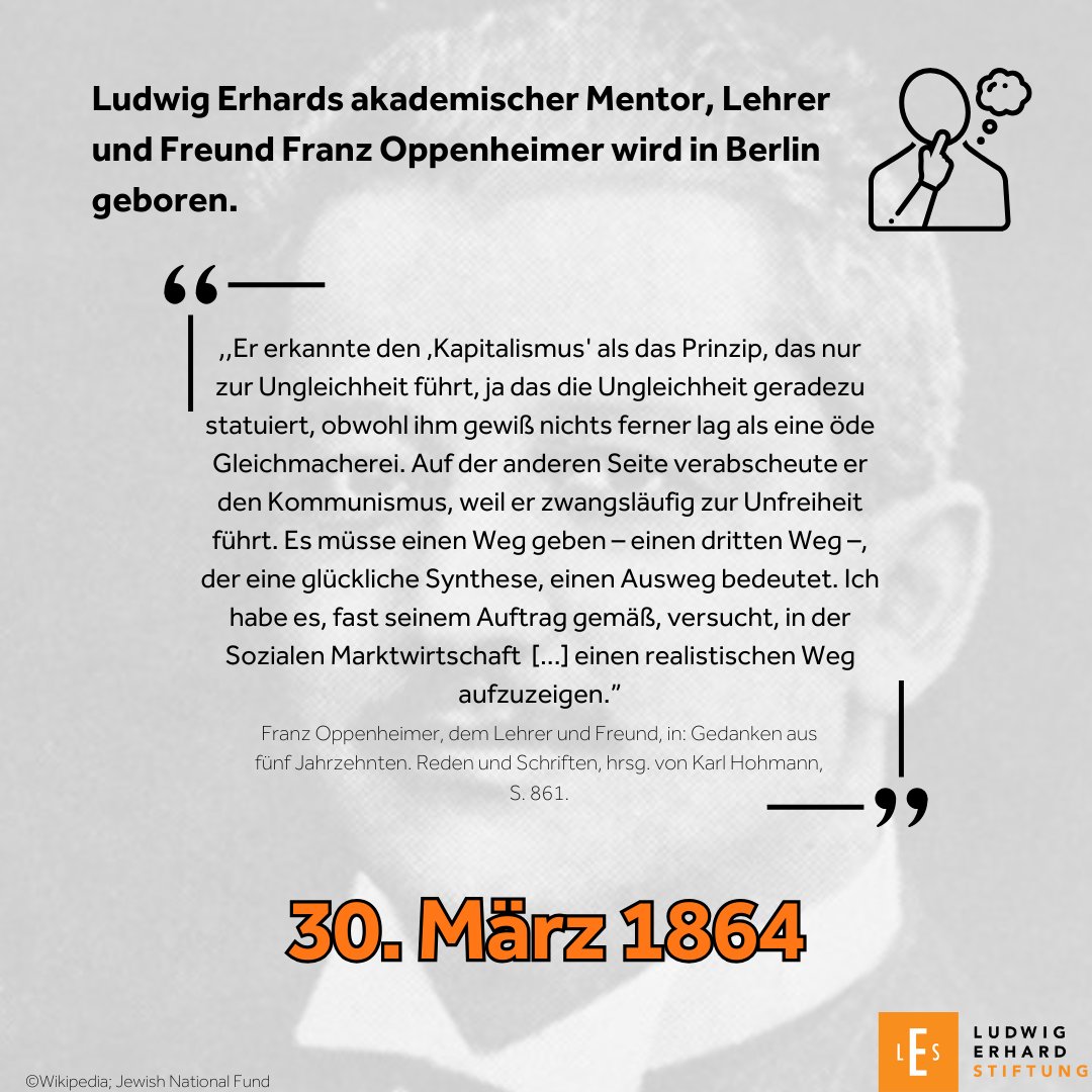 Vor 60 Jahren hielt Ludwig Erhard eine Festrede zum 100. Geburtstag seines 1943 verstorbenen akademischen Mentors und Freundes Franz Oppenheimer.  

Bei Oppenheimer promovierte er 1925 mit einer Arbeit über „Wesen und Inhalt der Werteinheit“. 

#LESHistory @goetheuni