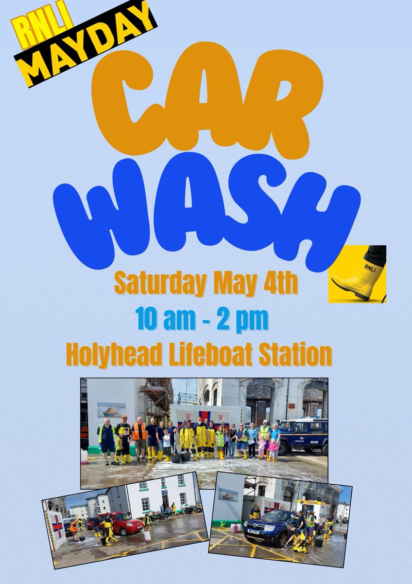 A quick heads up to say our charity car wash is back! ✨️ Our fabulous #RNLI crew will sort out your mucky motors this Saturday, May 4th, between 10am-2pm 🧼🚘🫧 Holyhead Lifeboat Station, Newry Beach LL65 1YA Donations on the day to the @RNLI Mayday appeal 💛 See you there!