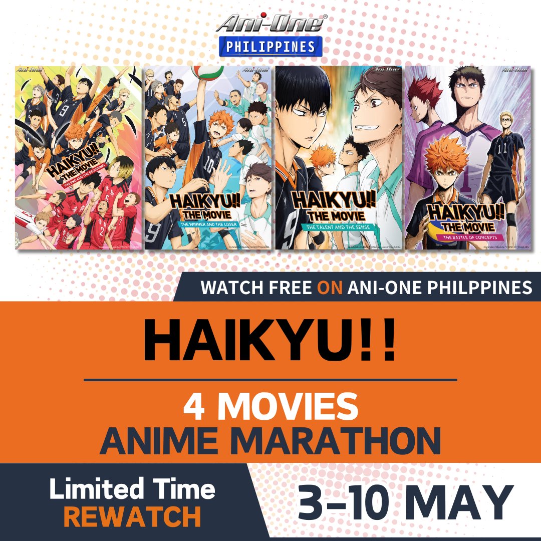 📷 Haikyu!! Fever 📷 Movie Marathon
Watch the previous movies of Haikyu!! non-stop at Ani-One Philippines YouTube Channel from May 3 to 10, 2024!
For fans from the Philippines, Medialink has some special surprises for you 📷