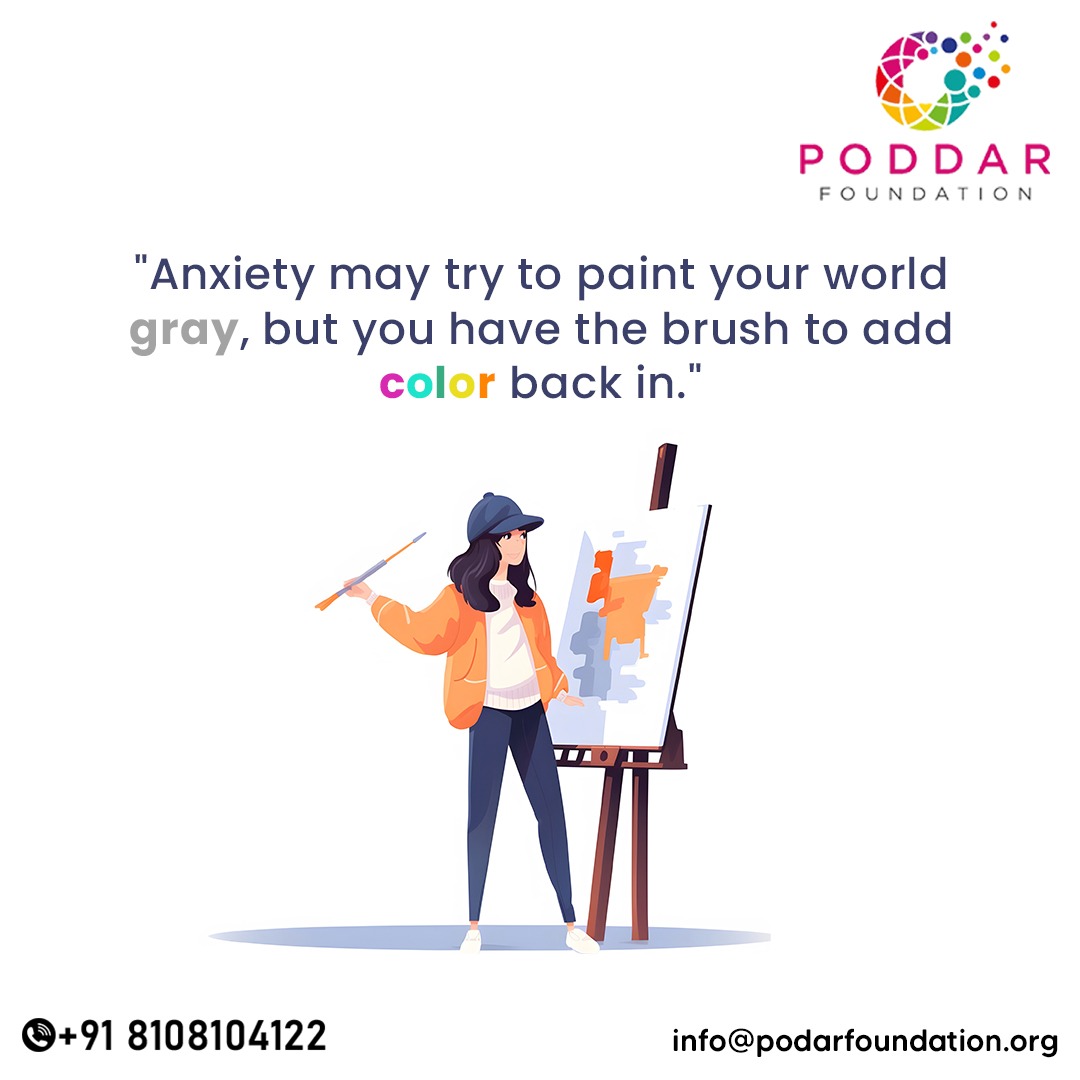 Feeling overwhelmed by anxiety's gray clouds? 🌧️ Remember, you hold the brush to paint your world with vibrant hues of positivity and hope. 🎨✨

#poddarfoundation #anxiety #AnxietyAwareness #FindYourColors #YouHoldTheBrush
 #depression #depressionrelief #anxietyhelp