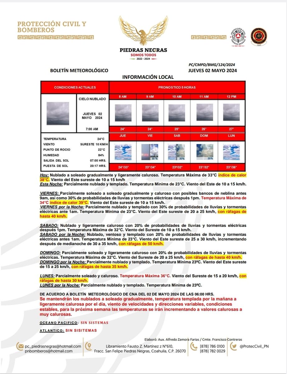 Pronostico extendido de las condiciones del tiempo @normaltrevino @CASTILLON_JH