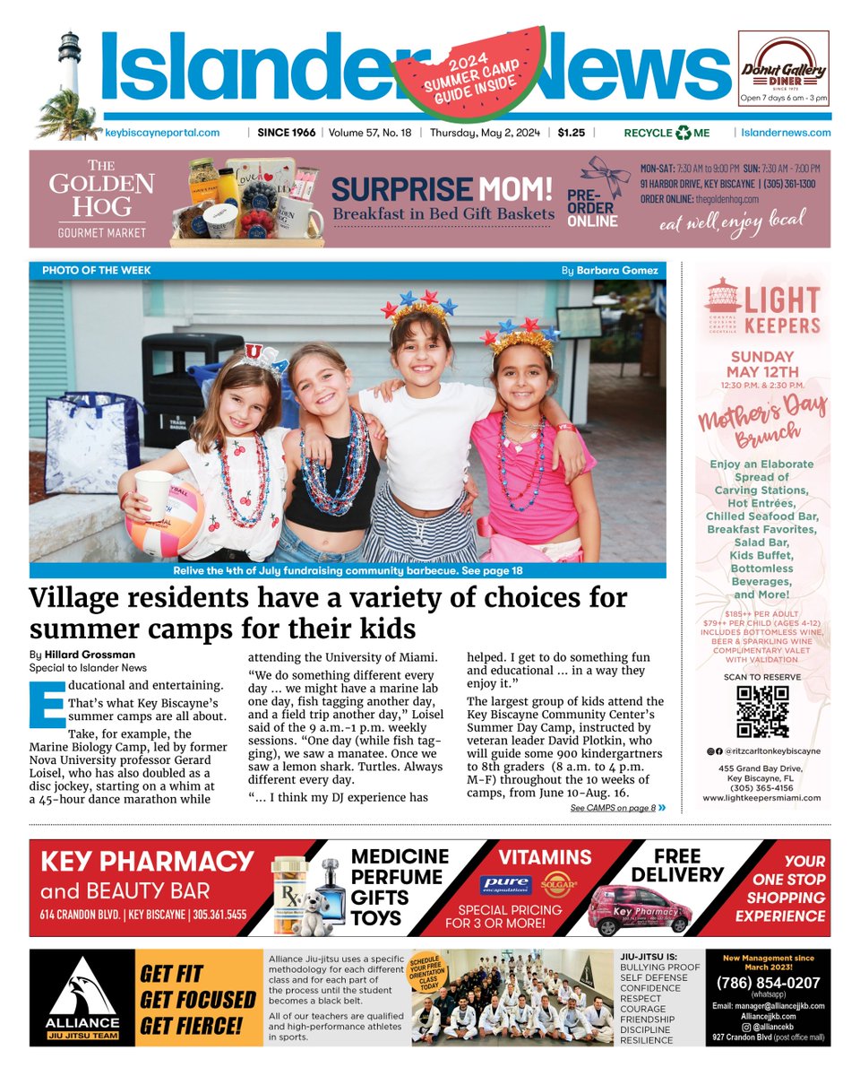Good Thursday morning. Have you picked up this week's Islander to help you keep up with island happenings? Relive the 4th of July Parade committee community picnic and don't forget to reserve your spot in the parade. 1l.ink/C4LR87S
#islandernews #keybiscayne #local