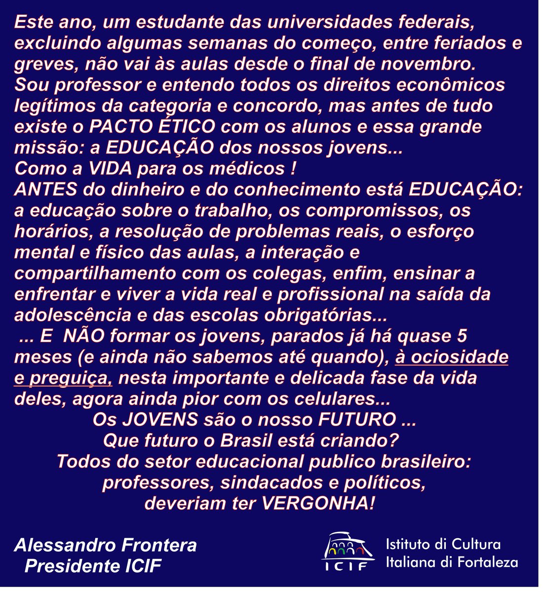 ICIF (Istituto Cultura Italiana Fortaleza) (@ICIF_FORTALEZA) on Twitter photo 2024-05-02 11:18:18