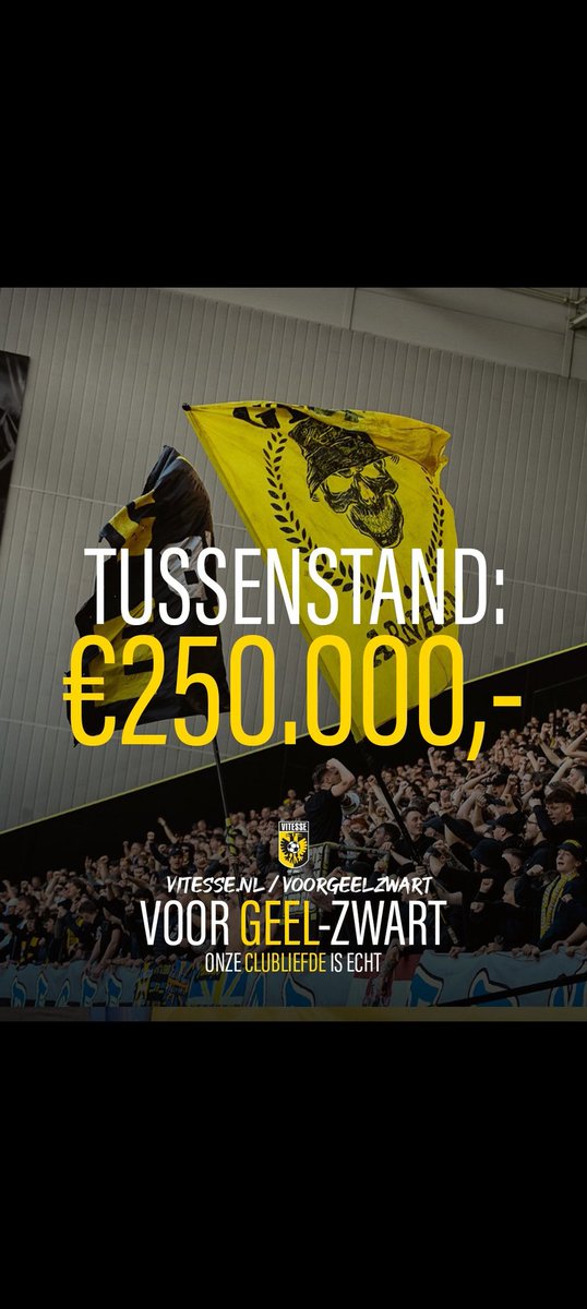 #opdebresveurVites #Vitesse 💛🖤

Eerste kwart miljoen ! is binnen.

Geen licentie is sowieso geld terug!