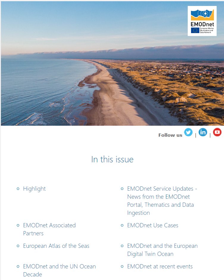 📣 Check out the latest #EMODnet newsletter! 🛠️ Updates on EMODnet Portal & Thematics 🤝 Partners & latest Use Cases 🌍 Insights on EMODnet's role in the European #DTO & #UNOD2024 📅 Recap of events & what’s next! ➡️ Read More: ec.europa.eu/newsroom/emodn…