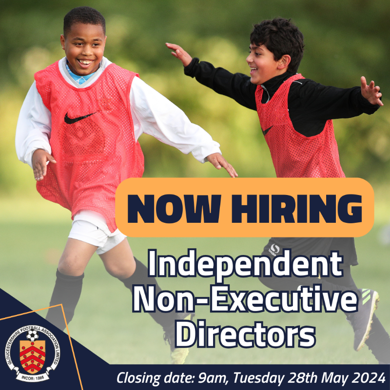 GlosFA's tweet photo. We are seeking to appoint Independent Non-Executive Directors to join the GFA Board.

The following skillsets in particular are regarded as critical and are priorities for these appointments:

🤝 Commercial and Partnerships Director
🧡 Wellbeing and Safety Director

#GlosFA