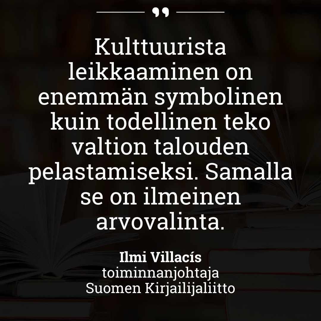 Ei leikata kasvun mahdollisuuksia – kirja-alan potentiaali pitää selvittää! Kulttuuri on investointi, jonka tuloksena syntyy sekä taloudellista että henkistä vaurautta.

Lue: kirjailijaliitto.fi/uutiset/ei-lei…