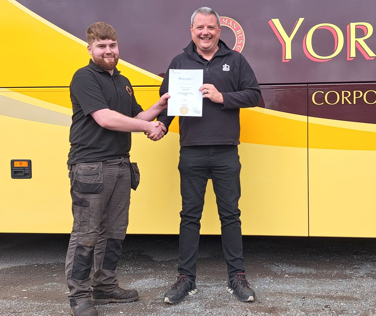 🎉We're delighted to announce a major milestone for our team member, Cayo! After 3yrs of dedication and hard work, he's officially a qualified Bus & Coach Engineer, completing his Level 3 Apprenticeship with flying colours. Read more here👇 yorkpullmanbus.co.uk/people/cayo/ @SandBAuto