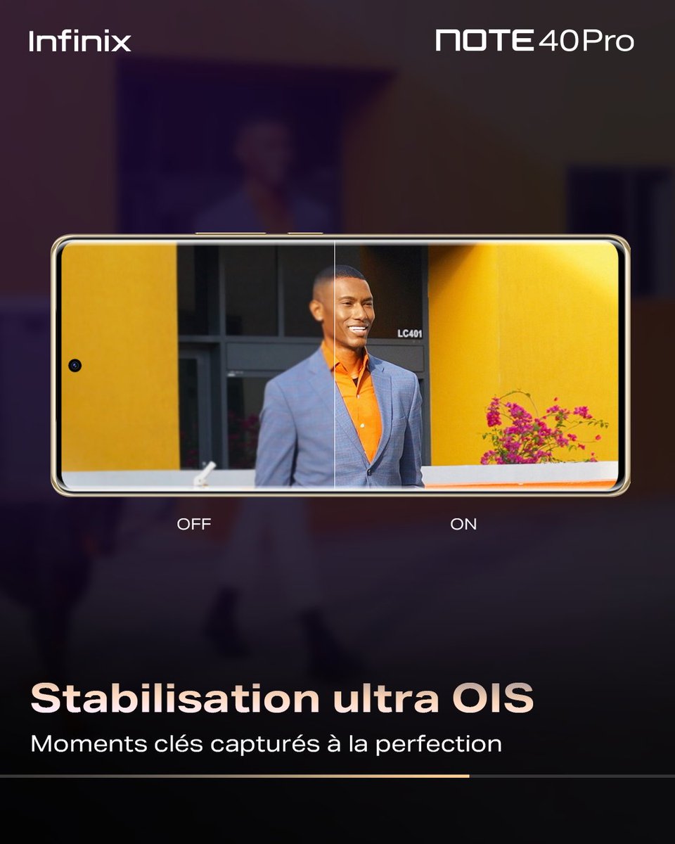 La caméra du #NOTE40PRO est doté de cette fonctionnalité pour vous permettre de capturer vos moments clés à la perfection.

#Infinix #Note40Series #ChargeSansLimite
