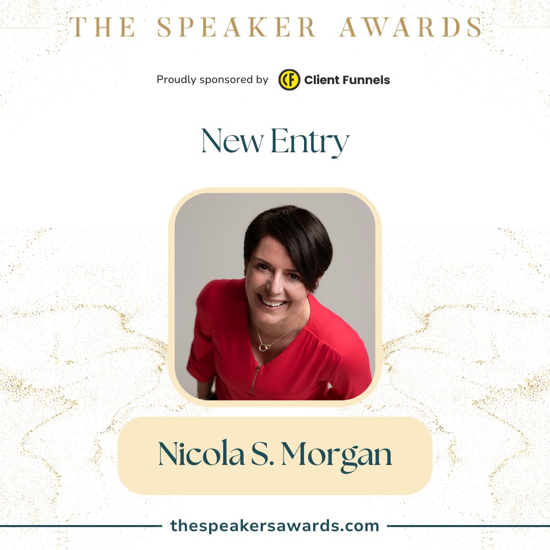 Congratulations to Nicola S. Morgan(<a href="/Nic_S_Morgan/">Nicola S. Morgan</a>) for entering the Speaker Awards 2024!

We celebrate excellence and the remarkable impact speakers make worldwide.

Best of luck to all applicants! 🌟

#TheSpeakerAwards #PublicSpeaking