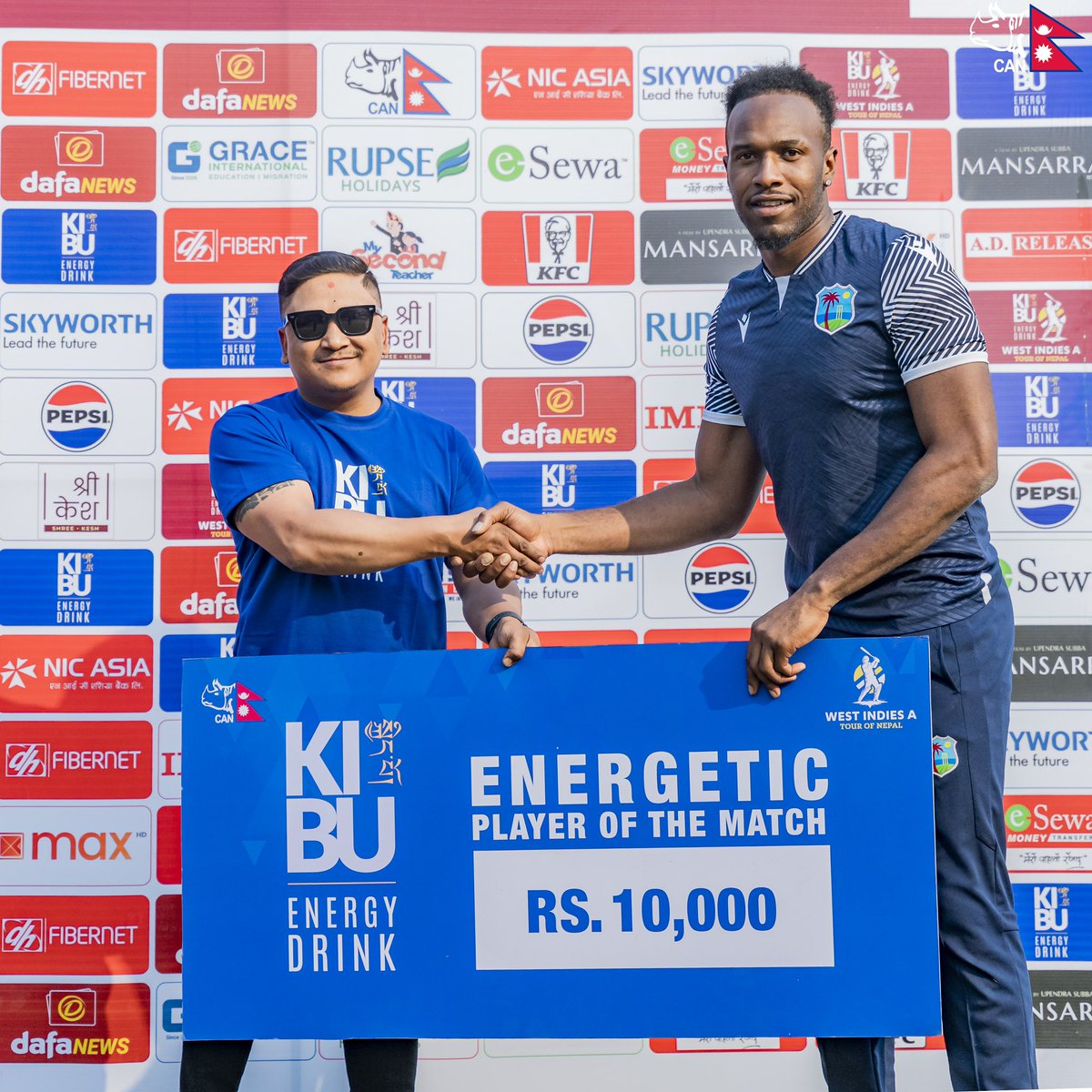 Mathew Forde with his 3 spell bags today KiBu Energetic Player of the Match 🏏

#WIndiesATourOfNEP | #WorldCupYear2024 | #NepaliCricket